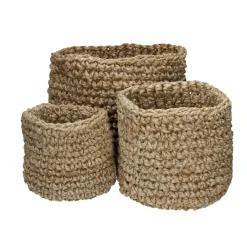 Pomax Bols & Paniers-NOURIO - set/3 paniers - jute - DIA 22/27/32 x H 22/27/32 cm