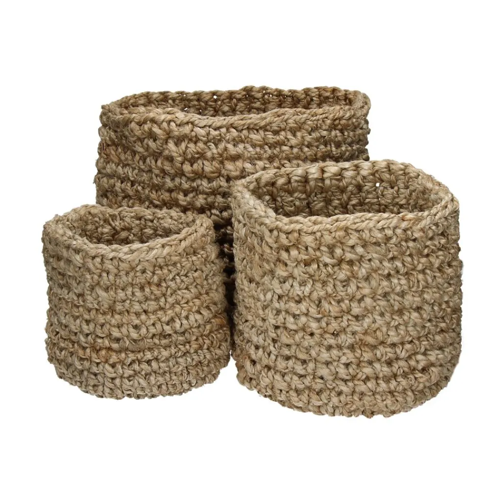 Pomax Bols & Paniers-NOURIO - set/3 paniers - jute - DIA 22/27/32 x H 22/27/32 cm