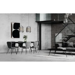 Pomax Tables-OHIO - table à dîner - bois de mangier / métal - L 185 x W 86 x H 76 cm - noir