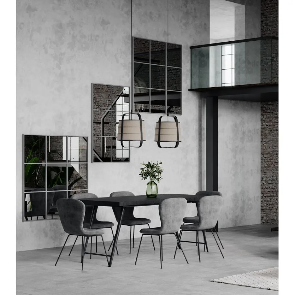 Pomax Tables-OHIO - table à dîner - bois de mangier / métal - L 185 x W 86 x H 76 cm - noir