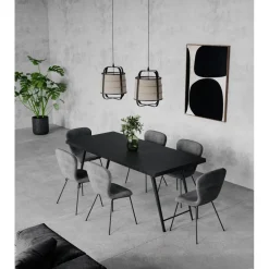 Pomax Tables-OHIO - table à dîner - bois de mangier / métal - L 185 x W 86 x H 76 cm - noir