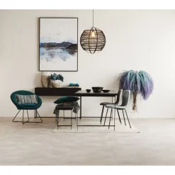 Pomax Tables-OHIO - table à dîner - bois de mangier / métal - L 185 x W 86 x H 76 cm - noir
