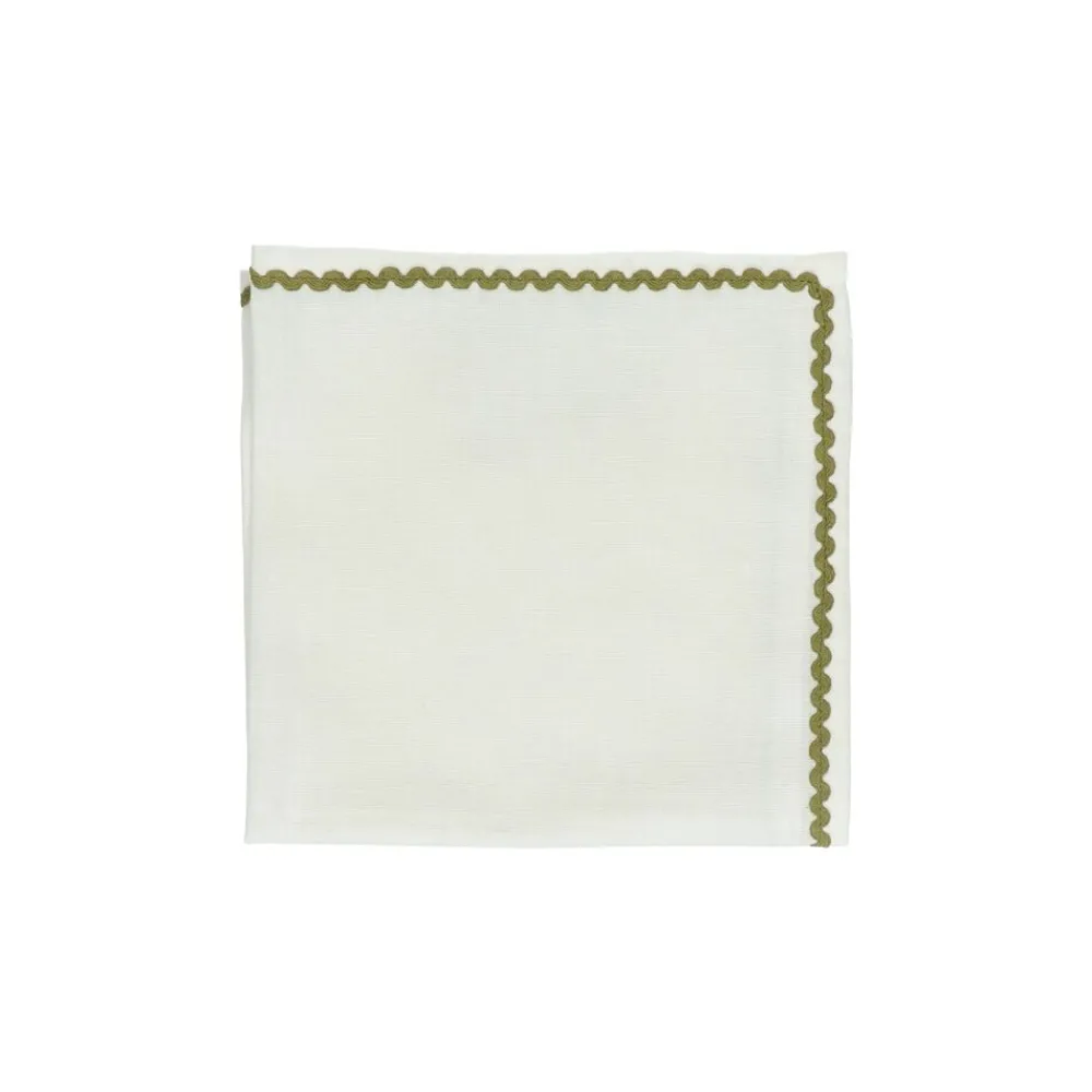 Pomax Linge De Table-OLIVE - serviette - lin / coton - L 45 x W 45 cm - olive