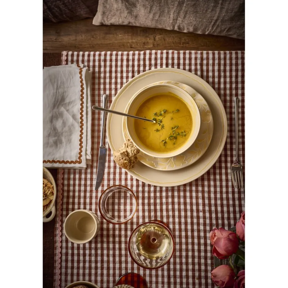 Pomax Linge De Table-OLIVE - serviette - lin / coton - L 45 x W 45 cm - rouille