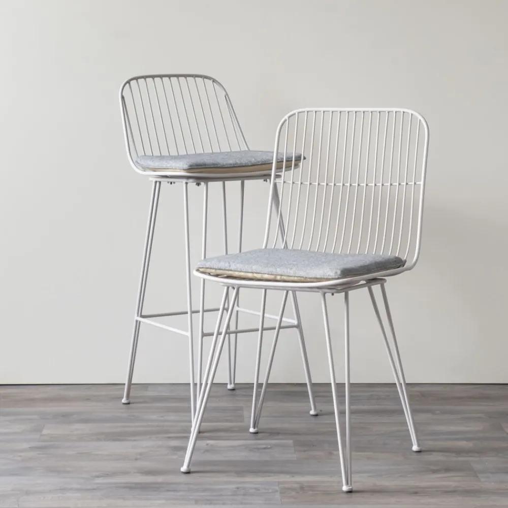 Pomax Chaises De Bar | Tabourets-OMBRA - chaise de bar - métal - L 40 x W 42 x H 90 cm - gris clair