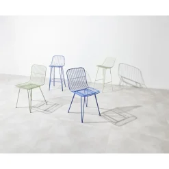 Pomax Chaises De Bar | Tabourets-OMBRA - chaise de bar - métal - L 40 x W 42 x H 90 cm - aqua
