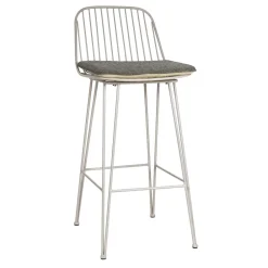 Pomax Chaises De Bar | Tabourets-OMBRA - chaise de bar - métal - L 40 x W 42 x H 90 cm - gris clair