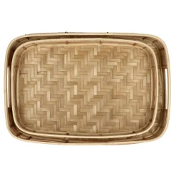 Pomax Plateaux-OSAKA - set/2 plateaus - rotin / bambou - L 40/45 x W 26/30 x H 8/8 cm - naturel
