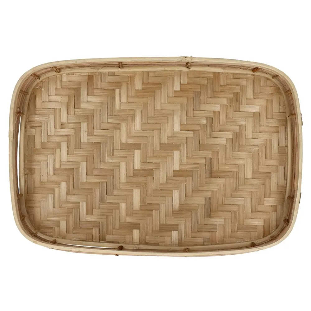 Pomax Plateaux-OSAKA - set/2 plateaus - rotin / bambou - L 40/45 x W 26/30 x H 8/8 cm - naturel