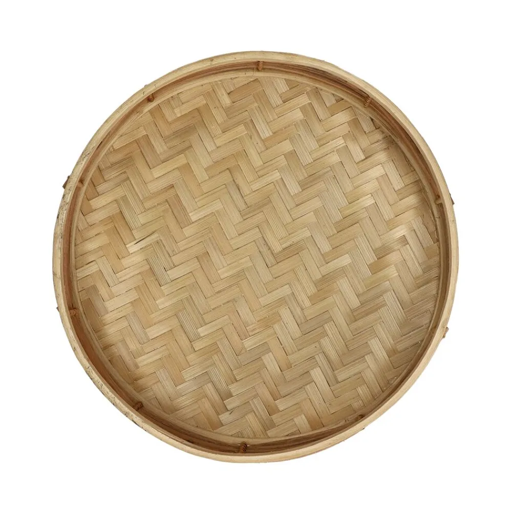 Pomax Plateaux-OSAKA - set/2 plateaus ronds - rotin / bambou - DIA 35/40 x H 8/8 cm - naturel