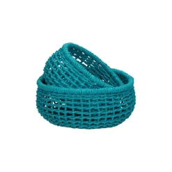 Pomax Paniers À Pain, Couverts Et Serviettes-OSTERIA - set/2 corbeilles à pain - papier - DIA 15/18 x H 8 cm - turquoise