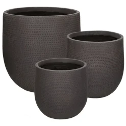 Pomax Cache-pots-OTTO - set/3 pots à fleurs - fibre d'argile - DIA 27/35/45 x H 26/34/45 cm - brun