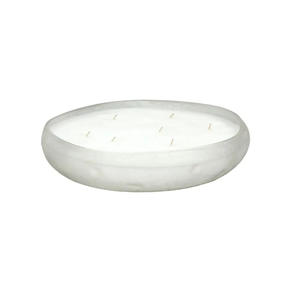 Pomax Bougies-PACIFY - bougie 10 mèches - cire de paraffine / verre - DIA 29 x H 5,75 cm - blanc