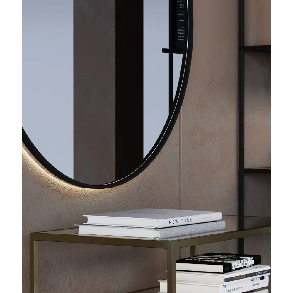 Pomax Miroirs-PALACE - miroir - métal - DIA 90 x W 3 cm - noir