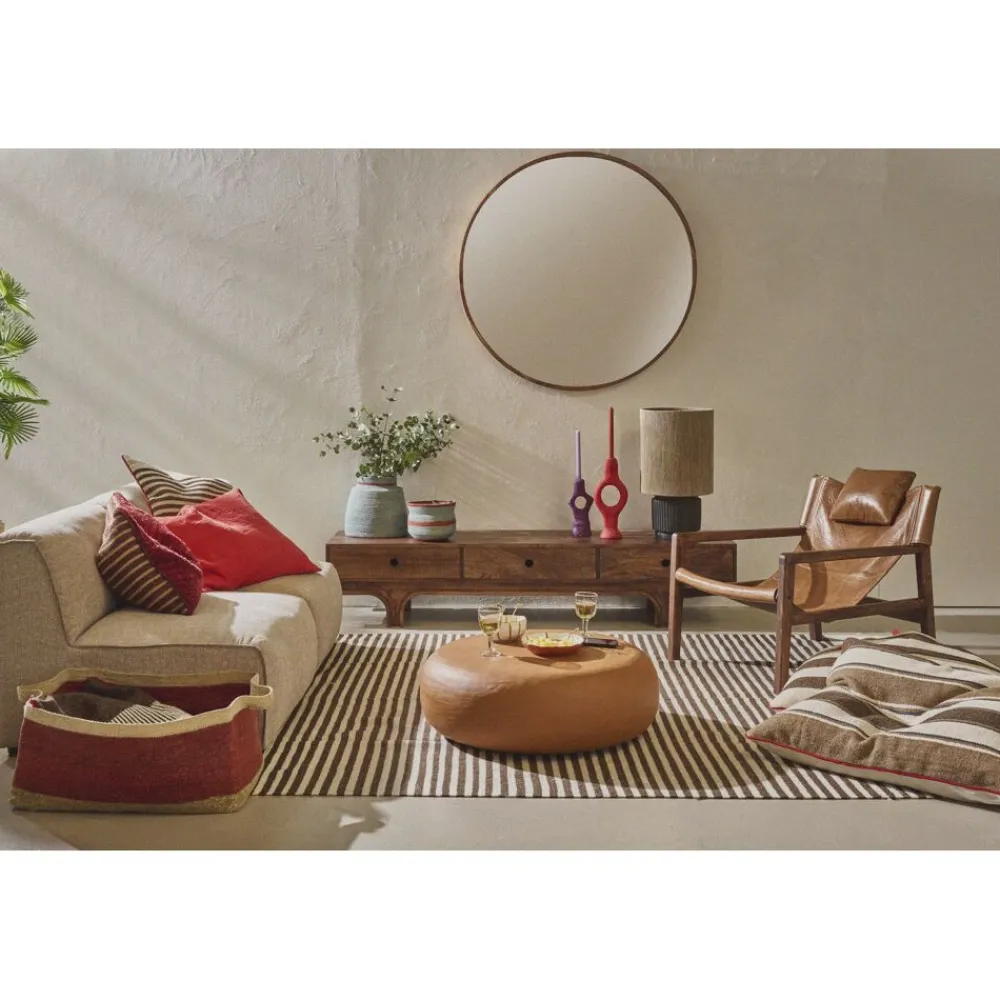 Pomax Coussins De Sol | Coussins-PAMPLONA - coussin - laine / coton - L 80 x W 80 cm - brun