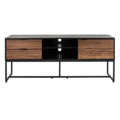 Pomax Armoires-PARIGI - meuble tv - emballé à plat - mélamine / métal - L 150 x W 40 x H 60 cm - noyer/noir
