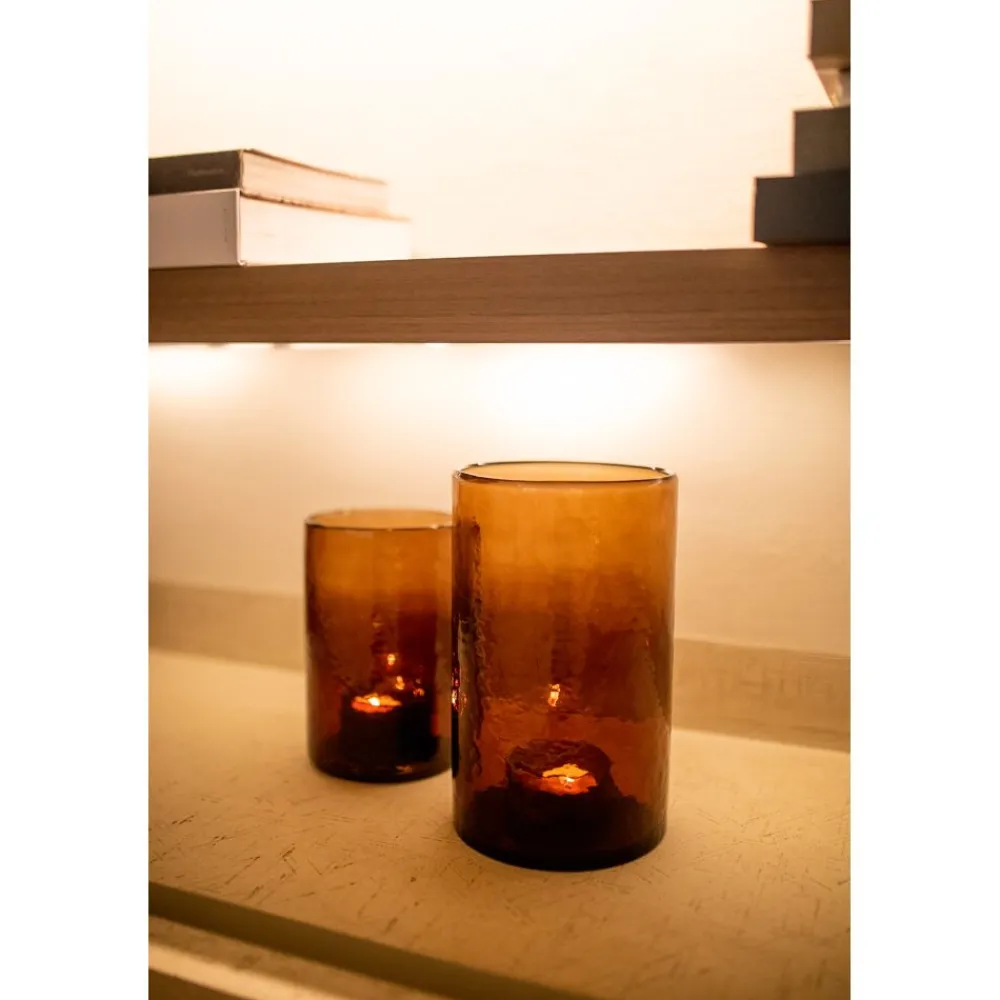 Pomax Photophores / T-lights-PATTI - photophore - verre - DIA 15 x H 25,5 cm - ambre