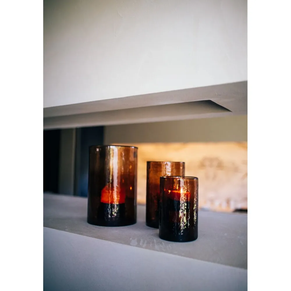 Pomax Photophores / T-lights-PATTI - photophore - verre - DIA 15 x H 25,5 cm - ambre