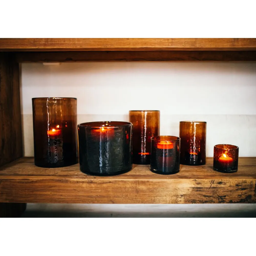 Pomax Photophores / T-lights-PATTI - photophore - verre - DIA 20,25 x H 30,5 cm - ambre