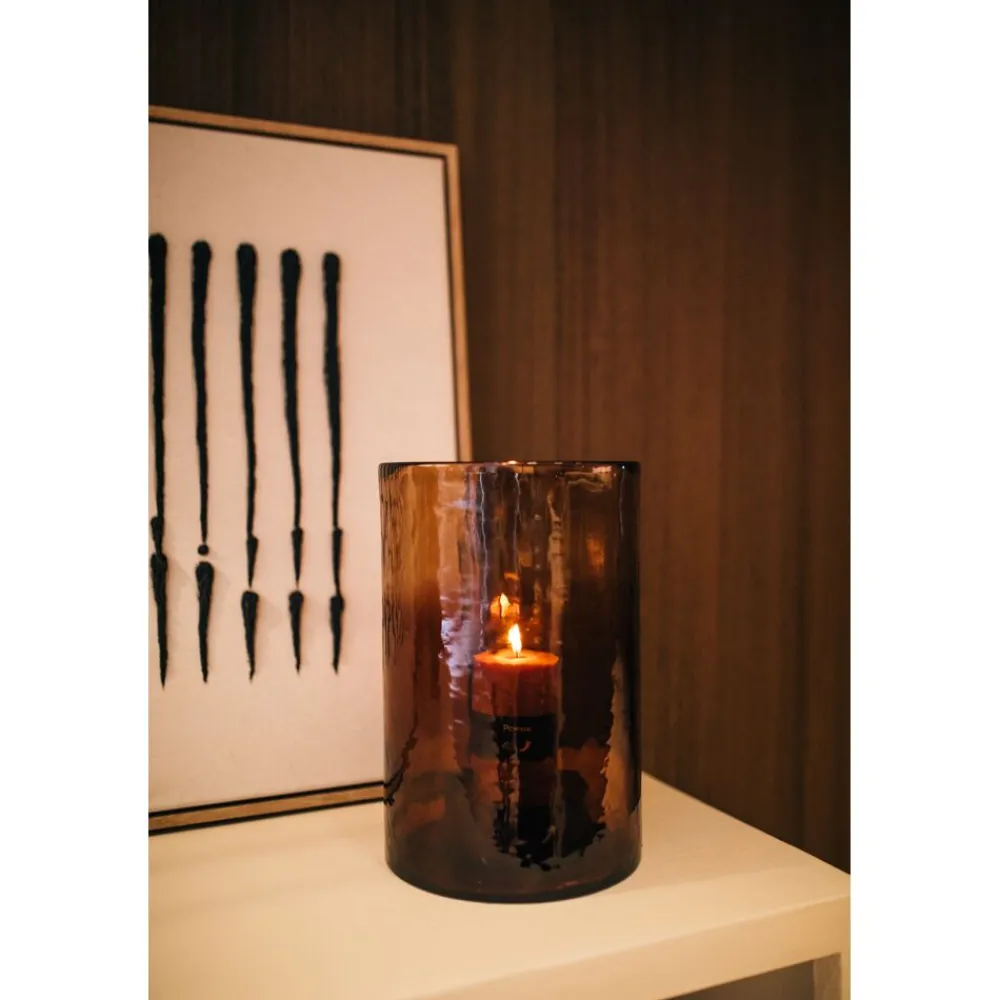 Pomax Photophores / T-lights-PATTI - photophore - verre - DIA 15 x H 25,5 cm - ambre
