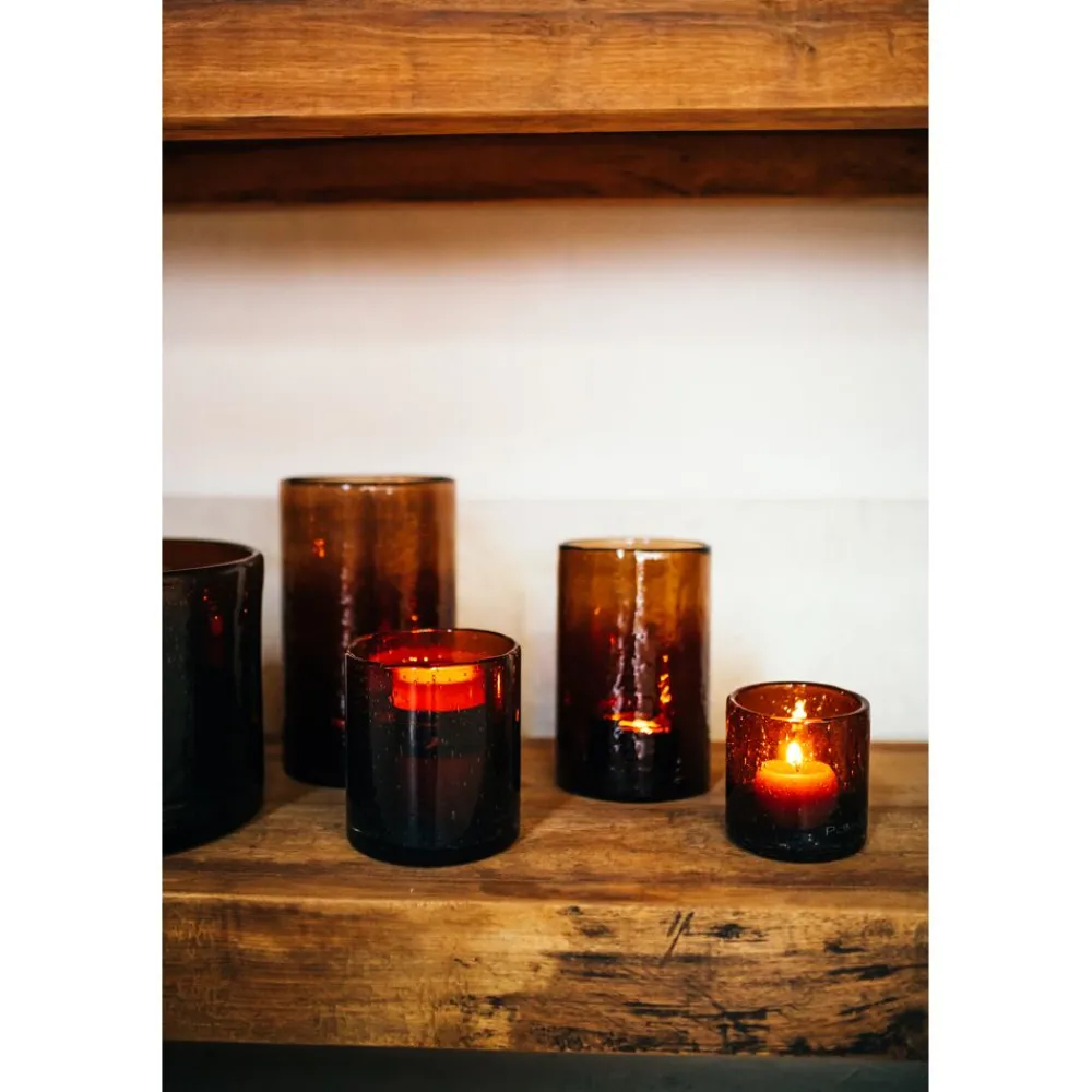 Pomax Photophores / T-lights-PATTI - photophore - verre - DIA 12,5 x H 20 cm - ambre