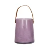 Pomax Lanternes-PAULA - lanterne - verre / cuir polyurethane - DIA 14 x H 16 cm - lavande
