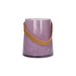 Pomax Lanternes-PAULA - lanterne - verre / cuir polyurethane - DIA 14 x H 16 cm - lavande