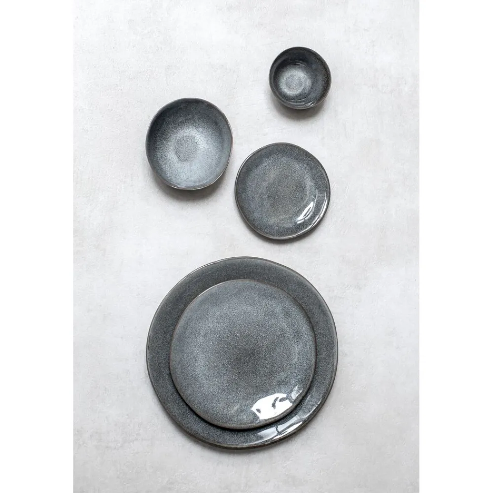 Pomax Vaisselle-PAULINE - assiette apéritif - grès - DIA 14 x H 1,8 cm - gris
