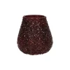 Pomax Photophores / T-lights-PEARL - photophore - verre / perles - DIA 12 x H 12 cm - bordeaux