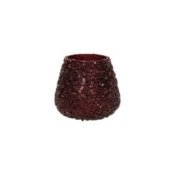 Pomax Photophores / T-lights-PEARL - photophore - verre / perles - DIA 9 x H 9 cm - bordeaux