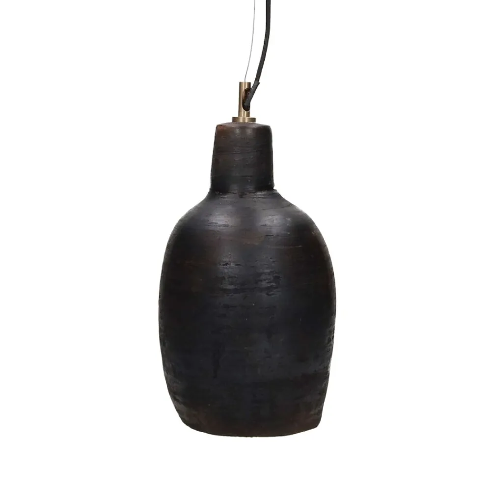 Pomax Suspensions-PERUGIA - lampe suspendue - argile - DIA 18 x H 35 cm - noir