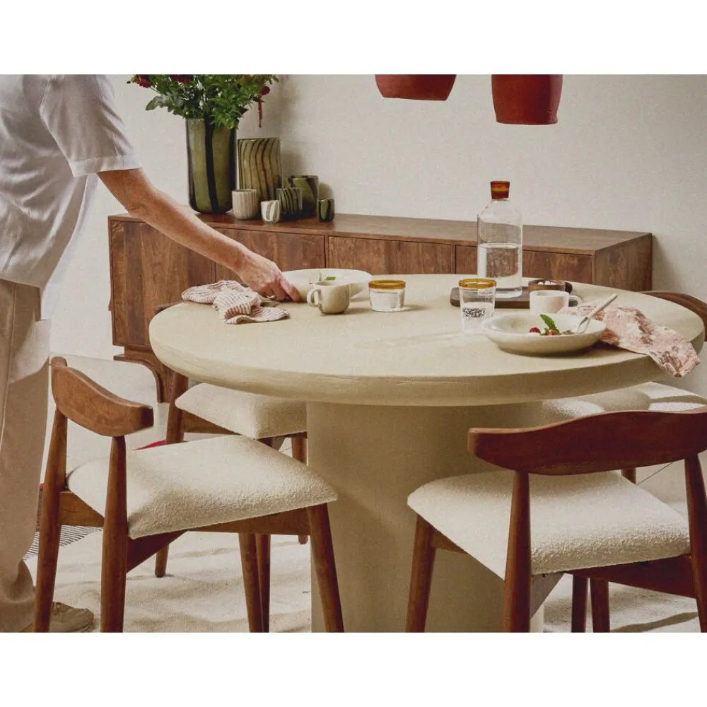 Pomax Tables-PIASTRO - table - enduit à la chaux - DIA 150 x H 76 cm - gris