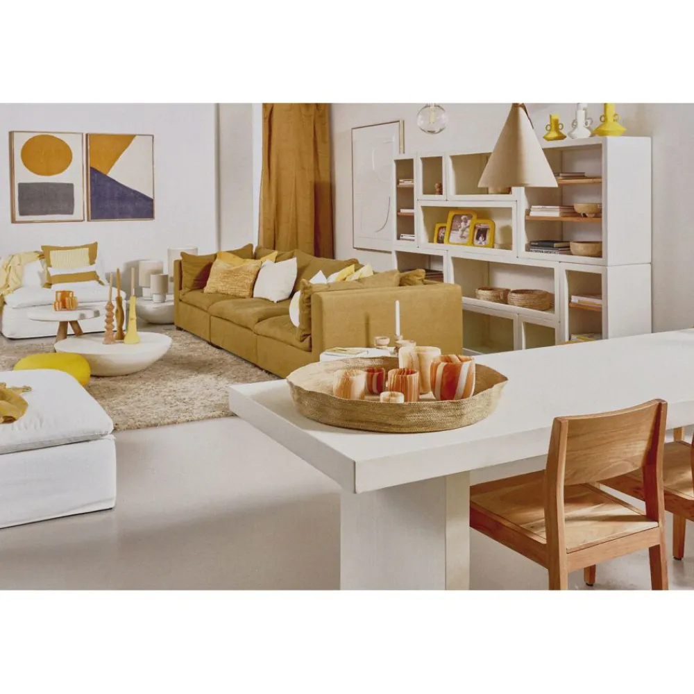 Pomax Tables-PIASTRO - table - enduit à la chaux - L 220 x W 85 x H 75 cm - blanc cassé