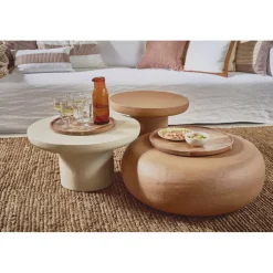 Pomax Tables Basses | Tables-PIASTRO - table basse - enduit à la chaux - DIA 50 x H 40 cm - terracotta