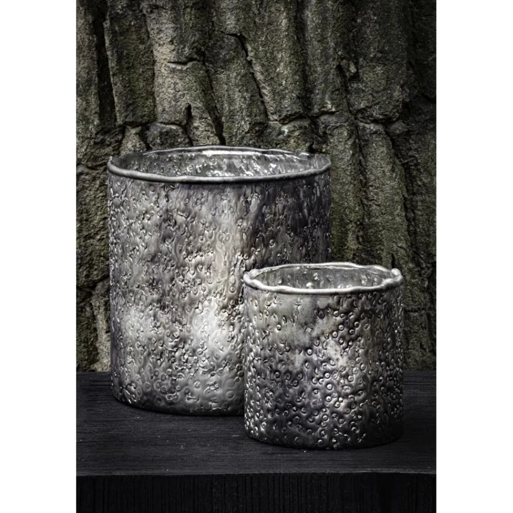 Pomax Photophores / T-lights-PIATRA - photophore - verre - DIA 10 x H 11 cm - gris foncé