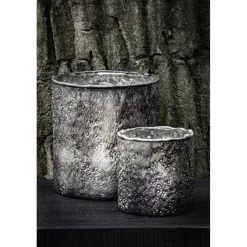 Pomax Photophores / T-lights-PIATRA - photophore - verre - DIA 15 x H 16 cm - gris foncé