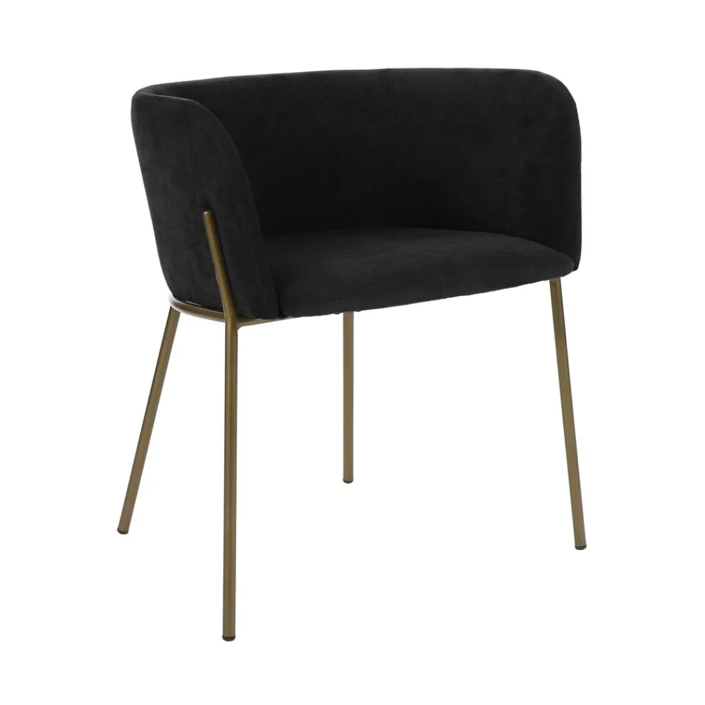 Pomax Chaises-POLKA - chaise - velours / métal - L 52 x W 59 x H 68 cm - noir