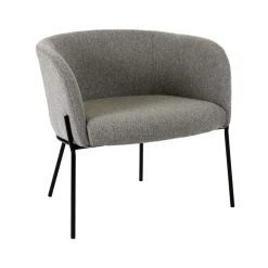 Pomax Canapés-POLKA - chaise relax - polyester / métal - L 61,5 x W 71 x H 68 cm - gris clair