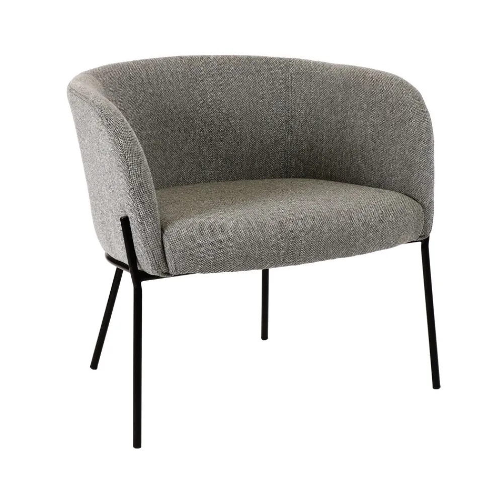 Pomax Canapés-POLKA - chaise relax - polyester / métal - L 61,5 x W 71 x H 68 cm - gris clair