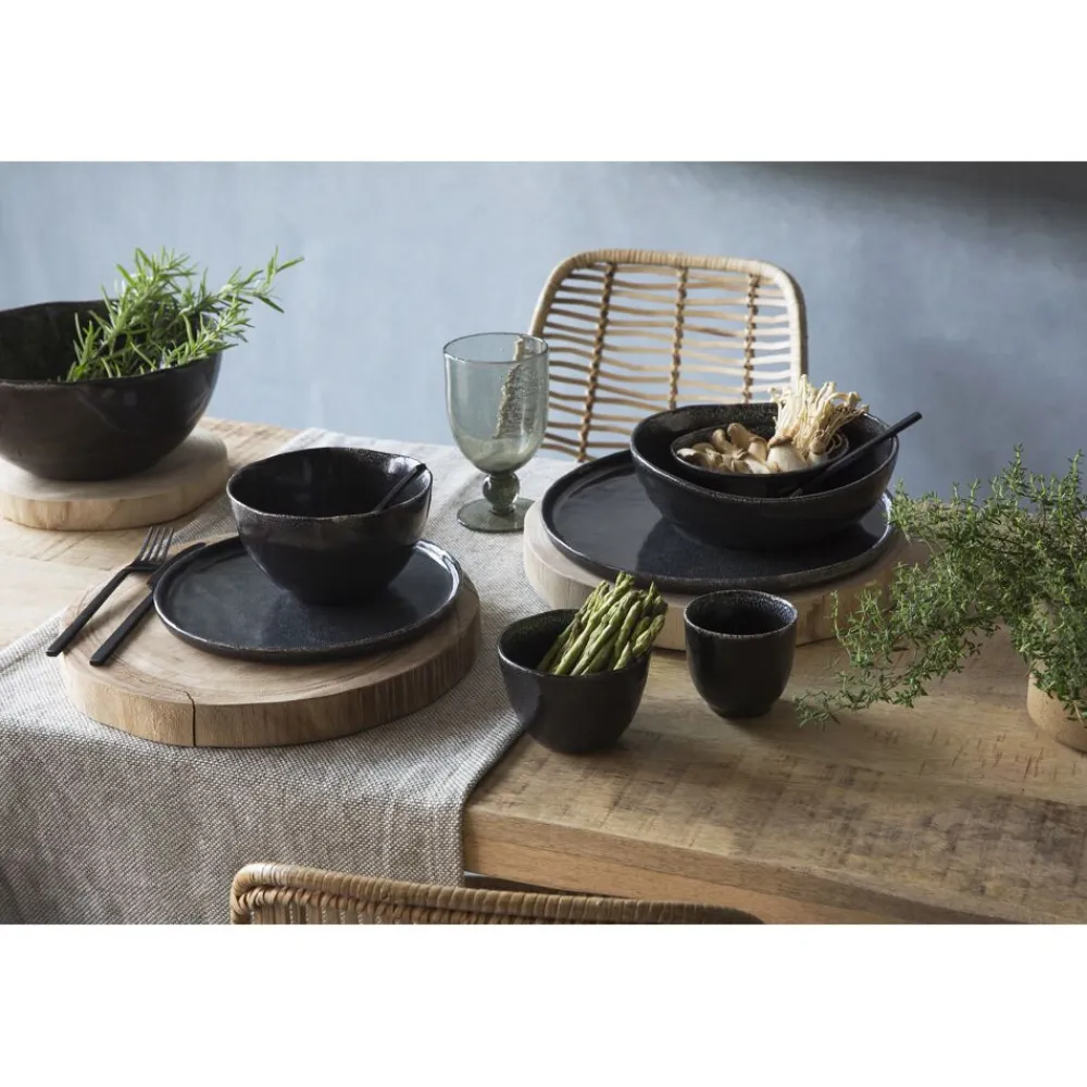Pomax Vaisselle-PORCELINO EXPERIENCE - assiette plate - grès - DIA 27 cm - noir