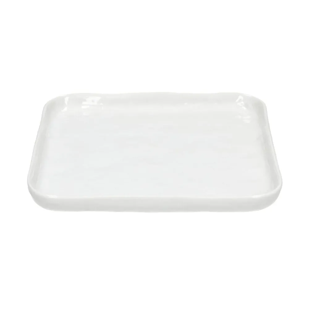 Pomax Vaisselle-PORCELINO SQUARE - assiette à dessert - porcelaine - L 20 x W 20 x H 1,6 cm - blanc