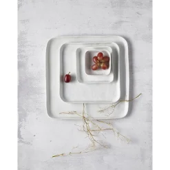 Pomax Vaisselle-PORCELINO SQUARE - assiette à dessert - porcelaine - L 20 x W 20 x H 1,6 cm - blanc