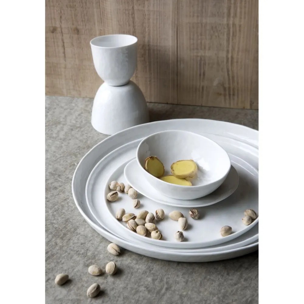 Pomax Vaisselle-PORCELINO WHITE - assiette à pain - ovale - porcelaine - L 16 x W 13 x H 1 cm - blanc