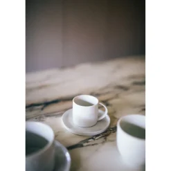 Pomax Vaisselle-PORCELINO WHITE - tasse & soucoupe - porcelaine - DIA 11,5 x H 7,2 cm - blanc