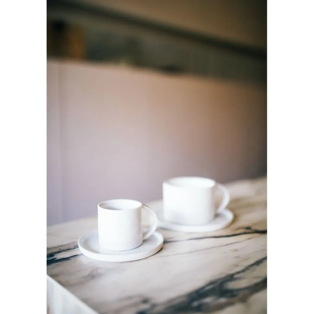Pomax Vaisselle-PORCELINO WHITE - tasse & soucoupe - porcelaine - DIA 11,5 x H 7,2 cm - blanc