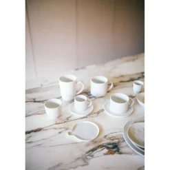 Pomax Vaisselle-PORCELINO WHITE - tasse & soucoupe - porcelaine - DIA 11,5 x H 7,2 cm - blanc
