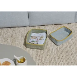 Pomax Bols & Paniers-PORT LOUIS - set/2 paniers - jonc de mer - L 30/30 x W 22/20 x H 9/8 cm - vert