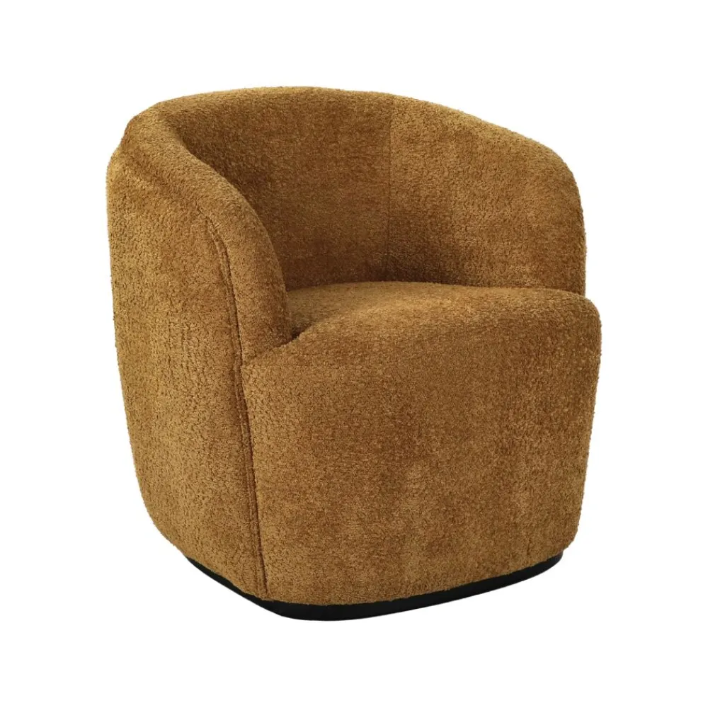 Pomax Canapés-PORTERVILLE - canapé 1 place - bouclé / contre-plaqué - L 74 x W 71,5 x H 72 cm - camel