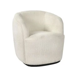 Pomax Canapés-PORTERVILLE - canapé 1 place - bouclé / contre-plaqué - L 74 x W 71,5 x H 72 cm - blanc