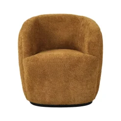 Pomax Canapés-PORTERVILLE - canapé 1 place - bouclé / contre-plaqué - L 74 x W 71,5 x H 72 cm - camel